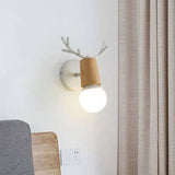 Lot de 2 Applique Murale Moderne Lampes Murale Interieur avec D&eacute;coration de Bois de Cerf Lampe de Mur M&eacute;tal pou
