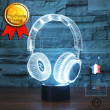 TD® 3D Illusion LED Veilleuse Casque, 3D LED Lumières USB à Interrupteur Tactile 16 Couleurs avec Télécommande pour Enfants, Cadeaux