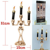 INN® Chandelier sur pied Halloween 3 branches décoratif crâne tête de mort os corps squelette fête LED fantôme horreur peur décorati