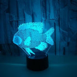 TD® Lampe optique poser décoratif tactile 7 couleurs illusion optique - modèle poisson - faible consommation câble USB ou 3 piles AA