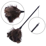 TD® Dusters de plumes d'autruche avec outil de brosse de nettoyage avec manches longues en plastique - Accesssoire de nettoyage