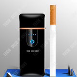TD® Briquet noir électrique usb induction rechargeable cigarette inépuisable pour fumeur écologique écran tactile sans flamme induct