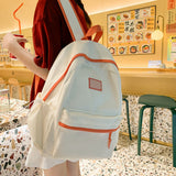 TD® Cartable blanc beige fille garçon cartable simple mode sac nylon anti-éclaboussures campus rétro littéraire sac à dos couleur be