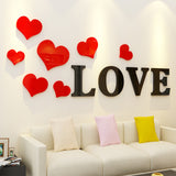 TD® Autocollants muraux en trois dimensions amour amour 3D acrylique chaud romantique chambre chevet canapé fond disposition murale