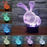 TD® Lampe optique poser décoratif tactile couleurs illusion optique - modèle petit lapin - faible consommation câble USB 3 piles AAA