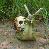 TD® Halloween Crâne Escargot Crâne Ornement Sculpture Gothique Jardin Décor À La Maison Résine Peint À La Main Artisanat