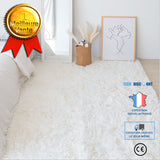 TD® Tapis Shaggy pile longue couleur unique BEIGE (140x200 cm)