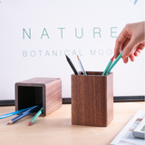 TD® Porte-stylo Porte-stylo créatif en bois massif Boîte de rangement de bureau en noyer noir Porte-stylo simple Apprentissage cadea