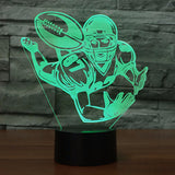 TD® 3D Optique LED Veilleuse 3D LED Night Night Play Rugby Football américain avec 7 couleurs de lumière pour la décoration de la ma