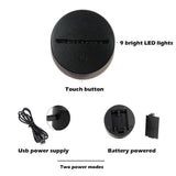 TD® Lampe optique poser décoratif tactile couleurs illusion optique - modèle victoire - faible consommation câble USB ou 3 piles AAA