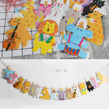 TD® bannière banderole guirlande bébé fanion décoration chambre enfant baptême anniversaire forme d'animaux dessin animé papier