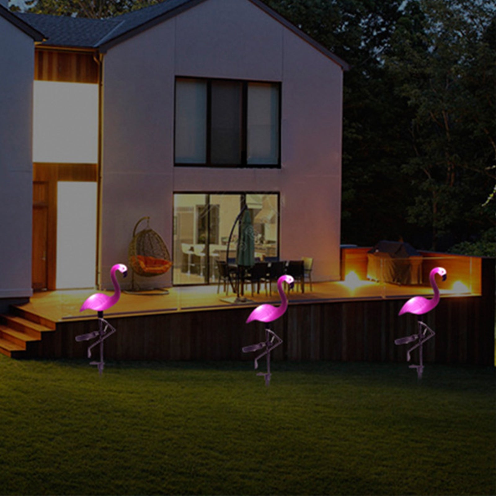 TD® Lampe de Jardin Solaire LED/ Forme Flamant Rose Lanterne Décoratif Extérieur Jardin Sentier Éclairage Patio Pelouse