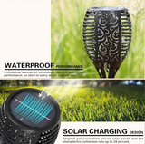 TD® Éclairage torche solaires d'extérieur, lumière solaire jardin, Décoration de Jardin, lampe flamme solaire étanches à 96 LED avec