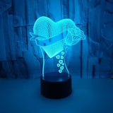 TD® Lampe optique poser décoratif tactile 7 couleurs illusion optique - modèle amour - faible consommation câble USB ou 3 piles AAA