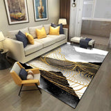 TD® Tapis de sol de salon de chambre à coucher de ligne jaune d'or de nouvelle encre chinoise de mode abstraite -150x200cm