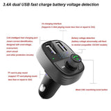 TD® Bluetooth sans fil Kit mains libres voiture Transmetteur FM Lecteur MP3 chargeur double USB