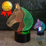 TD® xm10128-Maison Acrylique Couleurs En Verre Changeant Animal Cheval Led Veilleuses 3D Lumière Led Lampe De Table De Burea