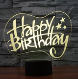 TD® 3D Optique LED Veilleuse 3D LED Night Light Joyeux Anniversaire Cadeau avec 7 Couleurs Lumière pour La Décoration De La Maison L