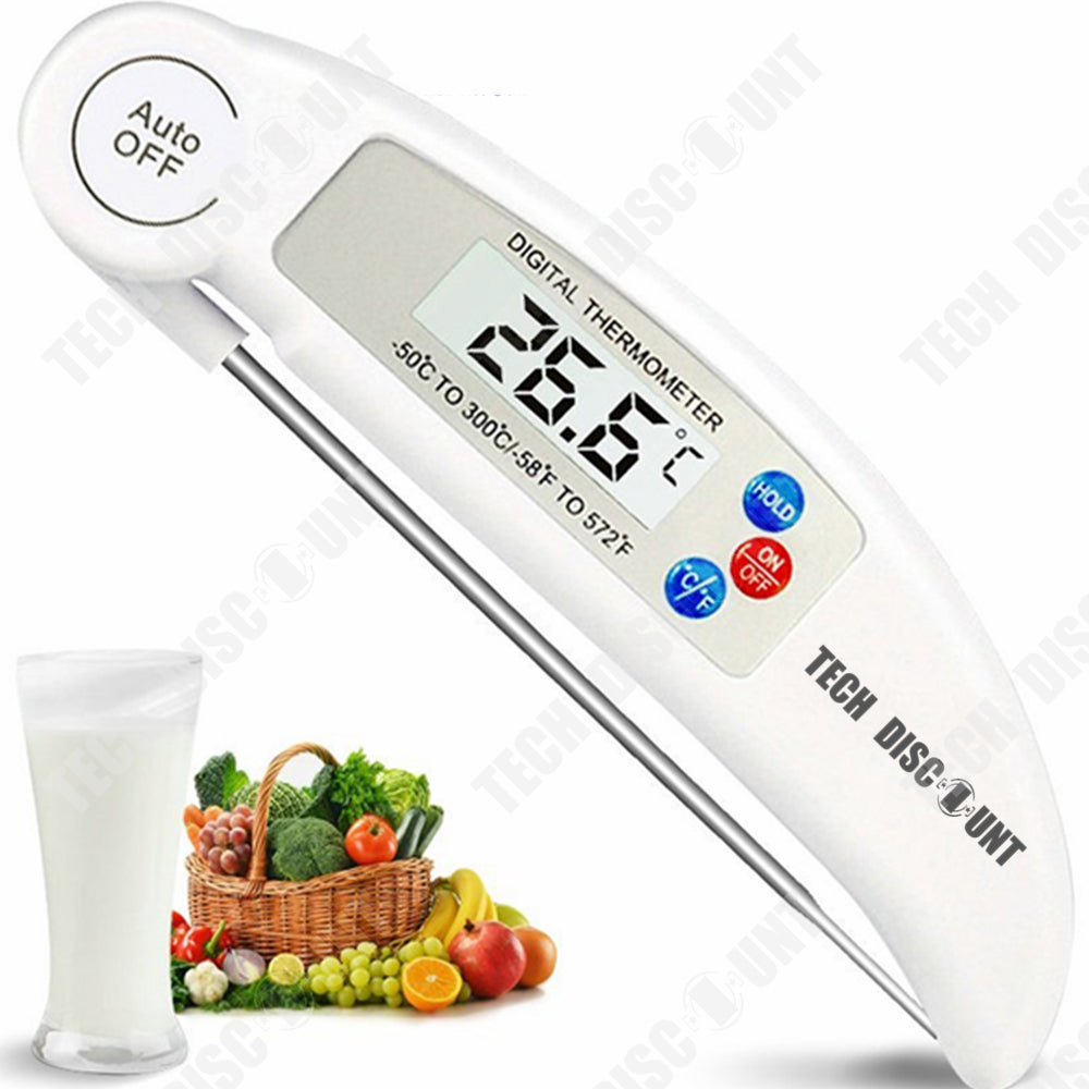 TD® Thermomètre de Cuisine Sonde alimentaire mesure température pliable Acier Inoxydable lecture Instantanée Ecran LCD Anti-Corrosio
