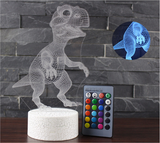 TD® QN LEEGOAL Dinosaure-Veilleuse télécommande 3D horloge électronique Lampe de nuite Creative avec Lumières colorées @4