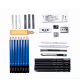 Ensemble d'outils de peinture, fournitures d'art, 40 pièces d'ensemble de peinture, ensemble de croquis,trousse à crayons,pap