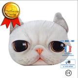 TD® Drôle 3D Cat Imprimer Coussin Coussin créatif mignon poupée en peluche cadeau Home  Tapis de chat souple  Couleur: blanche