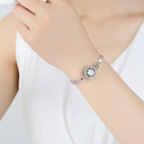TD® Bracelet Femme Crystal Charms élégant Zircon Strass Blanc Chaîne Bijoux  Cadeau Idéal pour les Femmes Fille - Plaqué Argent 925