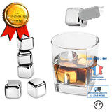 TD® Lot de 6 glaçons en acier inoxydable transparent Pierre à whisky Glaçons en acier inoxydable réutilisables