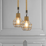 TD® Corde de chanvre rétro personnalité restaurant lustre industriel vent lustre café bar restaurant occidental petit lustre