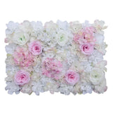 TD® Soie Hortensia Roses Artificielles Mariage Rose et Blanc Décoration Murale Fond De Mariage Accessoires De Fenêtre 60X40CM