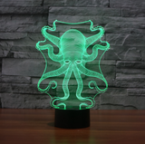 TD® 3D Optique LED Veilleuse 3D LED Veilleuse Octopus avec 7 couleurs de lumière pour la décoration de la maison Lampe Amazing Visua