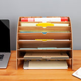 TD® Étagère Étagère en bois en forme d'éventail Étagère à dossiers de bureau Étagère de rangement pour fournitures de bureau Étagère