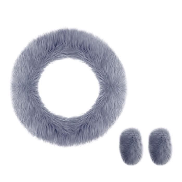 Housse De Volant Fluffy FINEVERNEK Peluche Hiver Chaud Universelle 36-38cm Noir Rouge - Confort Et Style
