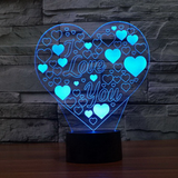 TD® 3D Optique LED Veilleuse Veilleuse 3D LED I Love You Confession avec 7 couleurs de lumière pour la décoration de la maison Lampe