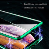 TD®  Convient pour Apple iPhone12 double face en verre haute définition  Magneto étui de portable étui magnétique rouge