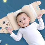 TD® Oreiller bébé coloré coton dessin animé mignon bébé anti-biais appui-tête élargi creux coton sarrasin remplissage sieste oreille