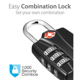 TD® Pack de trois cadenas sécurité Bagages serrures, 3 Chiffres Codes de Cadenas Combinaison avec Indicateur d'alerte Ouverture