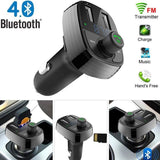 TD® Bluetooth sans fil Kit mains libres voiture Transmetteur FM Lecteur MP3 chargeur double USB