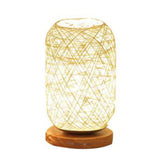 TD® Chambre chevet décoration créative rechargeable LED veilleuse ficelle en bois boule de rotin boule de chanvre petite lampe de ta