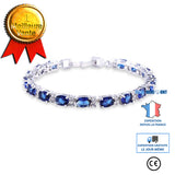 TD® Dames bracelet bracelet en cristal saphir plaqué platine zircone cubique bracelet en cristal bleu bracelet de tennis pour les fe