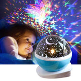 TD® Led Veilleuse Enfant Etoile Projection Colorée Rotation Lampe Projecteur Lumiere Plafond Cadeau Bébé Anniversaire Noël Bleu déco