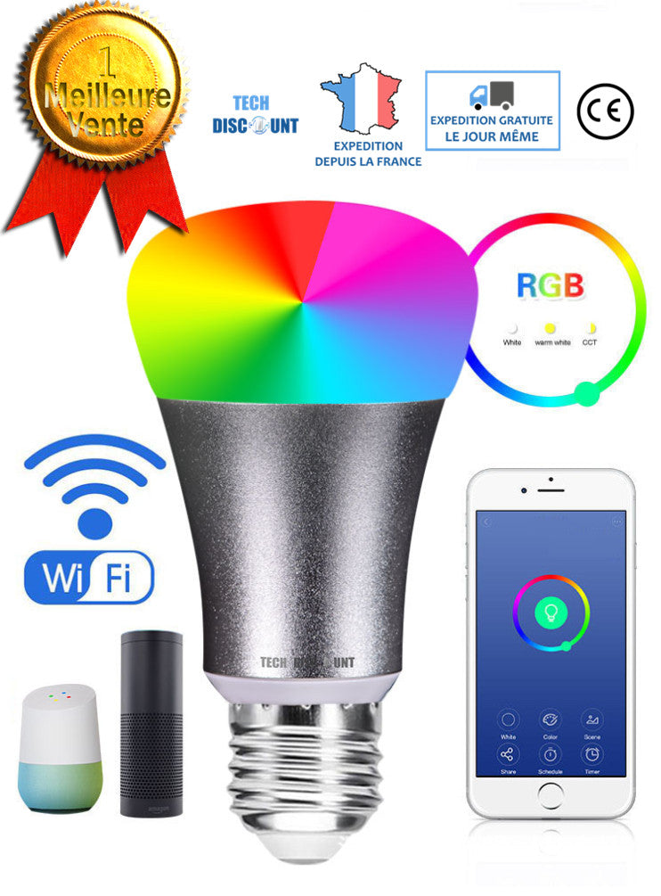 TD® Ampoule Haut parleur bluetooth connectée intelligente coloré LED contrôle éclairage maison changement couleur lampe ambiance