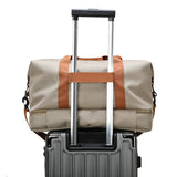TD® Sac de voyage grande capacité séparation oxford étanche compartiment chaussures housse de sac embarquement sac fitness marron