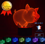 TD® Veilleuse 3D avec cochon de graisse animale Bouton de vision Éclairage LED #MO-481