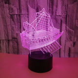 TD® Lampe optique poser décoratif tactile 7 couleurs illusion optique - modèle bateau - faible consommation câble USB ou 3 piles AAA