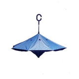 TD® Parapluie inversé polka double nylon ultra résistant imperméable couleur bleu taille universelle 8 baleine protection pluie UV