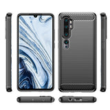 TD® Coque de téléphone en silicone en fibre de carbone pour Xiaomi Note 10 Coque de téléphone brossée douce et résistante aux chocs