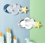 Crochet vêtements nuage créatif étoile lune quatret animé derrière la porte salle de bain mur rangée murale en bois tenture m