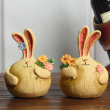 TD® Lapin de pâques décoration en résine naturelle objet décoratif ornements printemps maison bande dessinée fleur animal été