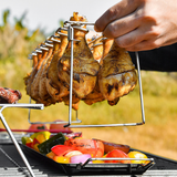 Support de cuisse de poulet pliant portable en acier inoxydable 2 pièces four de camping plateau de barbecue barbecue grill b